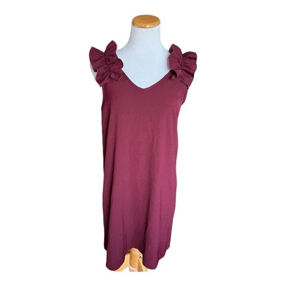 Womens Anthropologie Entro Ruffle Shoulder Gather Around Mini Dress - Sz S - Picture 2 of 2